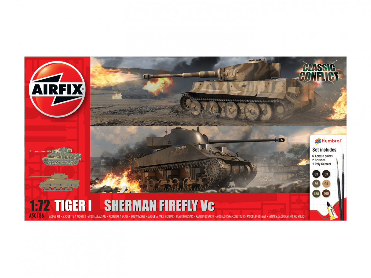 Airfix - Classic Conflict Tiger 1 vs Sherman Firefly подарочный набор, 1/72, A50186 Airfix - Classic Conflict Tiger 1 vs Sherman Firefly подарочный набор, 1/72, A50186
