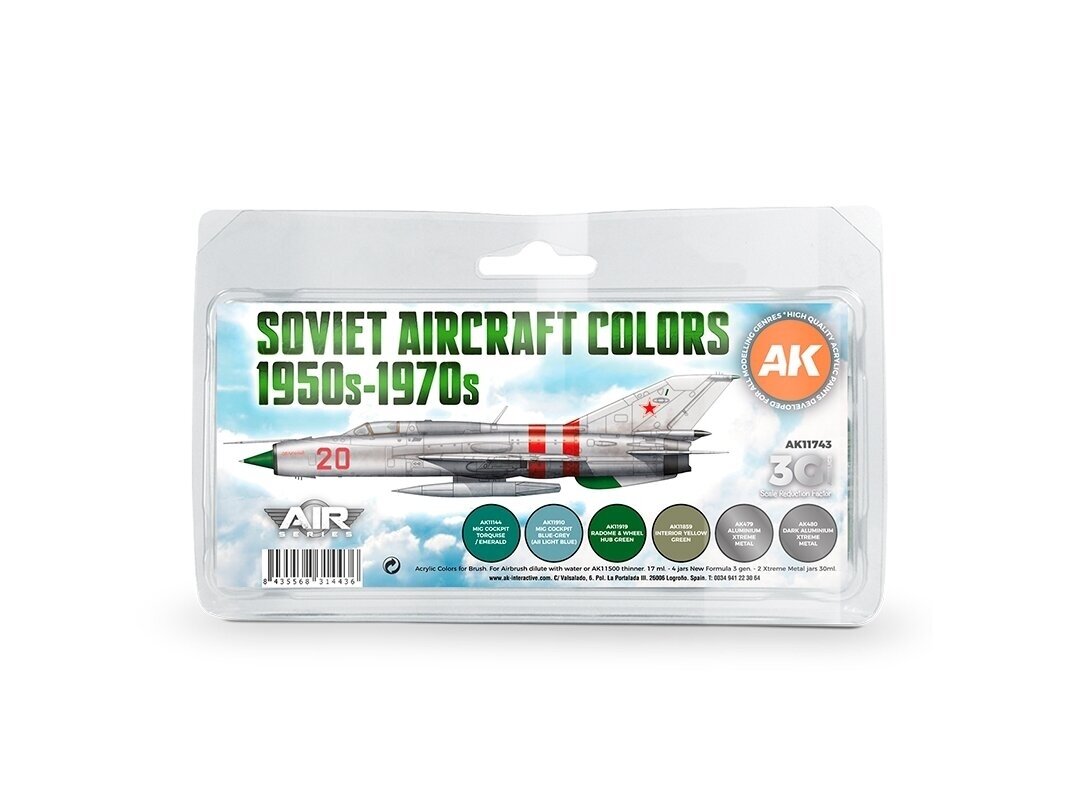 AK Interactive - Soviet Aircraft Colors 1950s-1970s - 3rd generation - Aкрил набор красок, AK11743 AK Interactive - Soviet Aircraft Colors 1950s-1970s - 3rd generation - Aкрил набор красок, AK11743