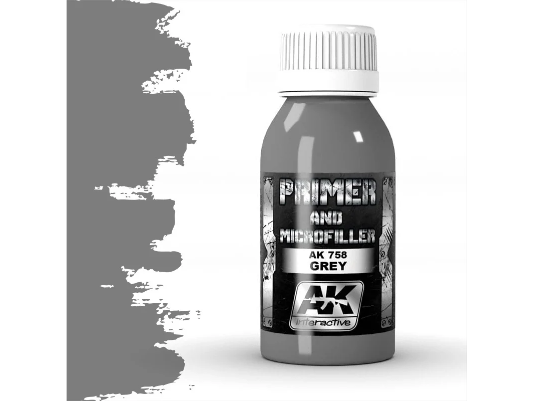 AK Interactive - GREY PRIMER AND MICROFILLER (pilkas gruntas ir mikroužpildas), 100ml, AK758 1