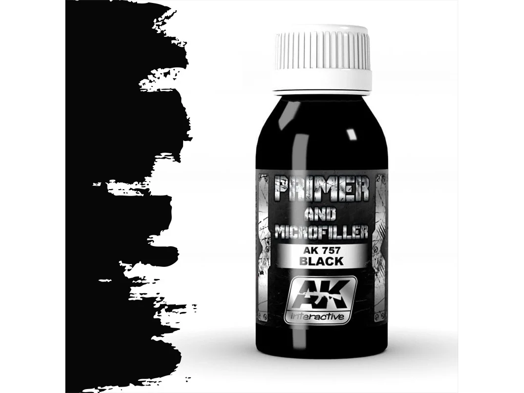 AK Interactive - BLACK PRIMER AND MICROFILLER (melns gruntējums un mikroaizpildītājs), 100ml, AK757 1