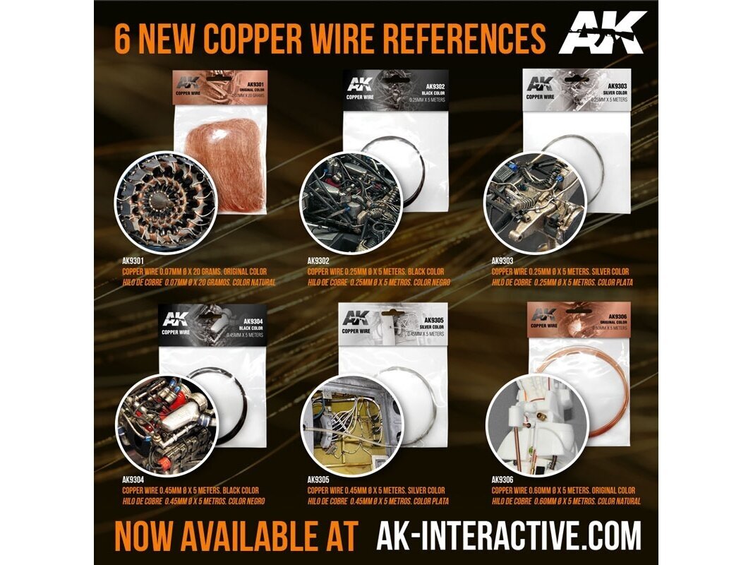 AK Interactive - Varinė viela 0,45 mm ø, 5 metrai. Sidabro spalvos, AK9305 1 AK Interactive - Varinė viela 0,45 mm ø, 5 metrai. Sidabro spalvos, AK9305 1