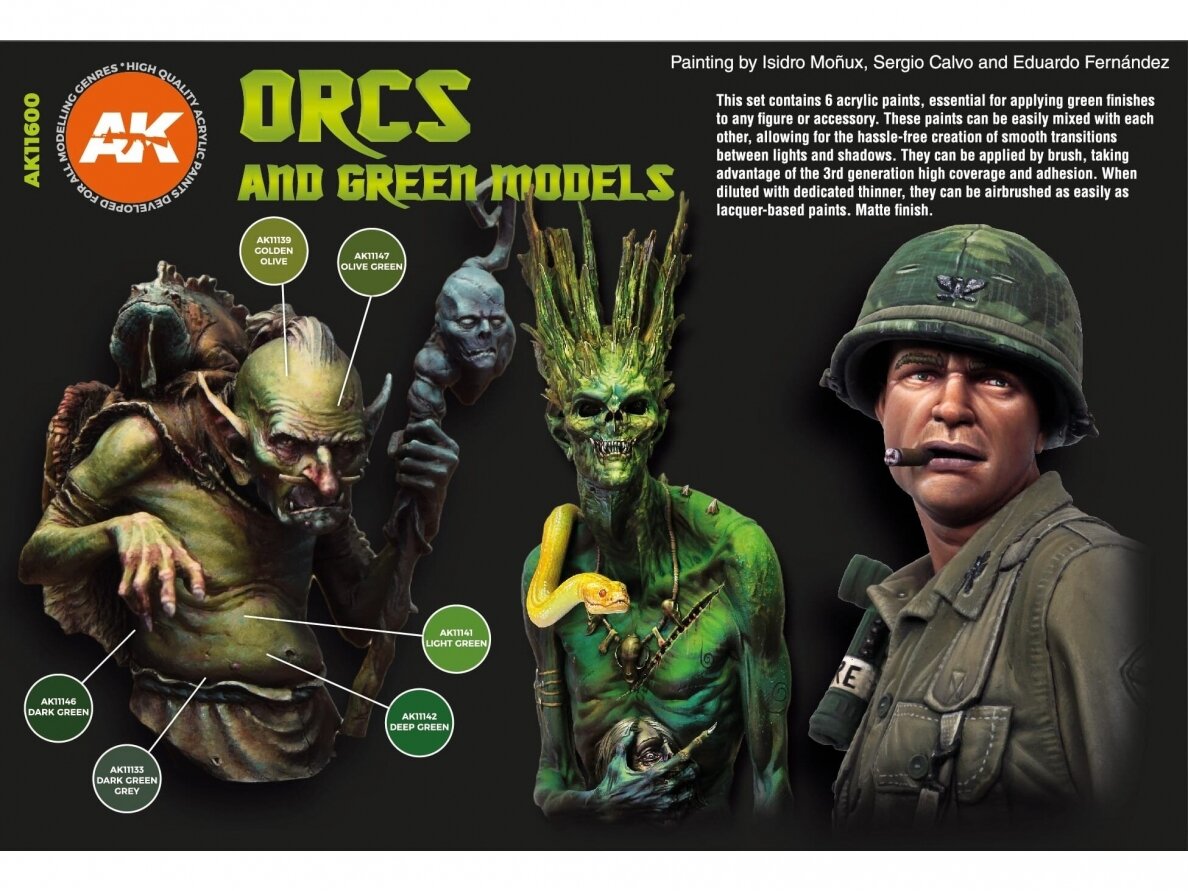 AK Interactive - Orcs and Green Models - 3rd generation - Akrüül värvikomplekt , AK11600 1 AK Interactive - Orcs and Green Models - 3rd generation - Akrüül värvikomplekt , AK11600 1