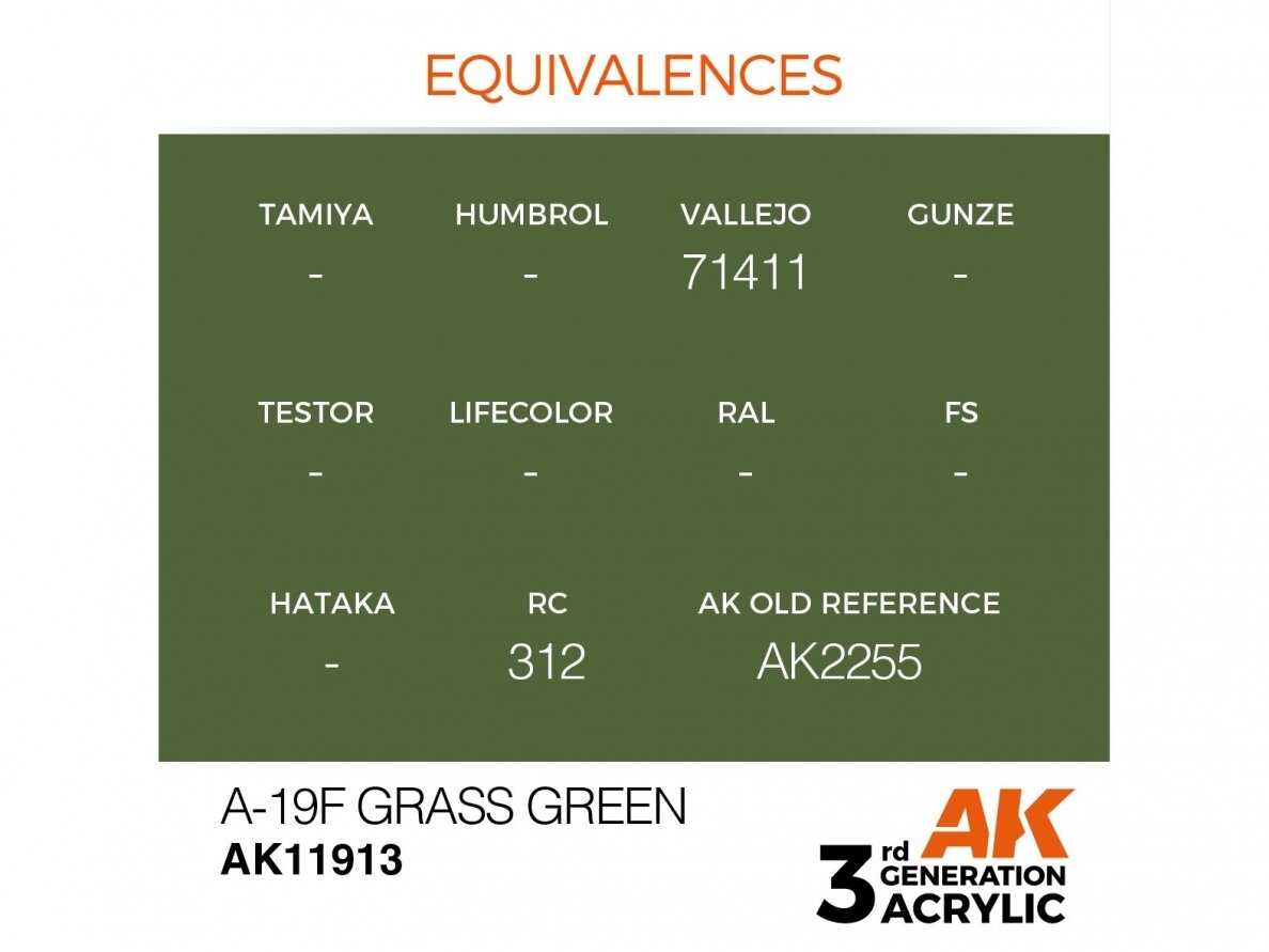 AK Interactive - A-19f Grass Green – AIR 3rd generation Akrila krāsas, 17ml, AK11913 2