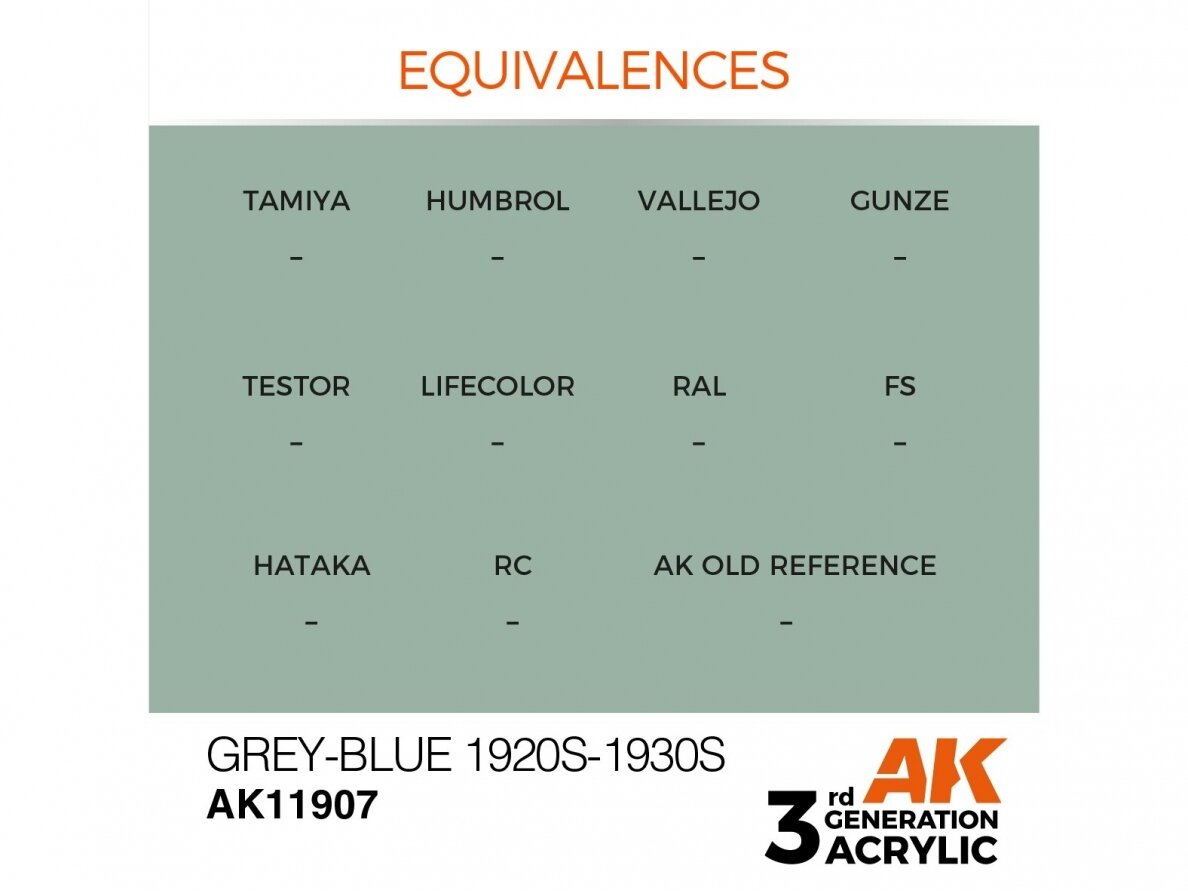 AK Interactive - Grey-Blue 1920s-1930s – AIR 3rd generation Акриловые краски, 17ml, AK11907 2