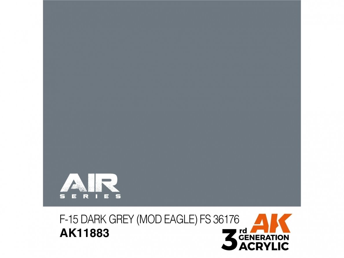 AK Interactive - F-15 Dark Grey (Mod Eagle) FS 36176 – AIR 3rd generation Acrylic paint, 17ml, AK11883 1 AK Interactive - F-15 Dark Grey (Mod Eagle) FS 36176 – AIR 3rd generation Acrylic paint, 17ml, AK11883 1