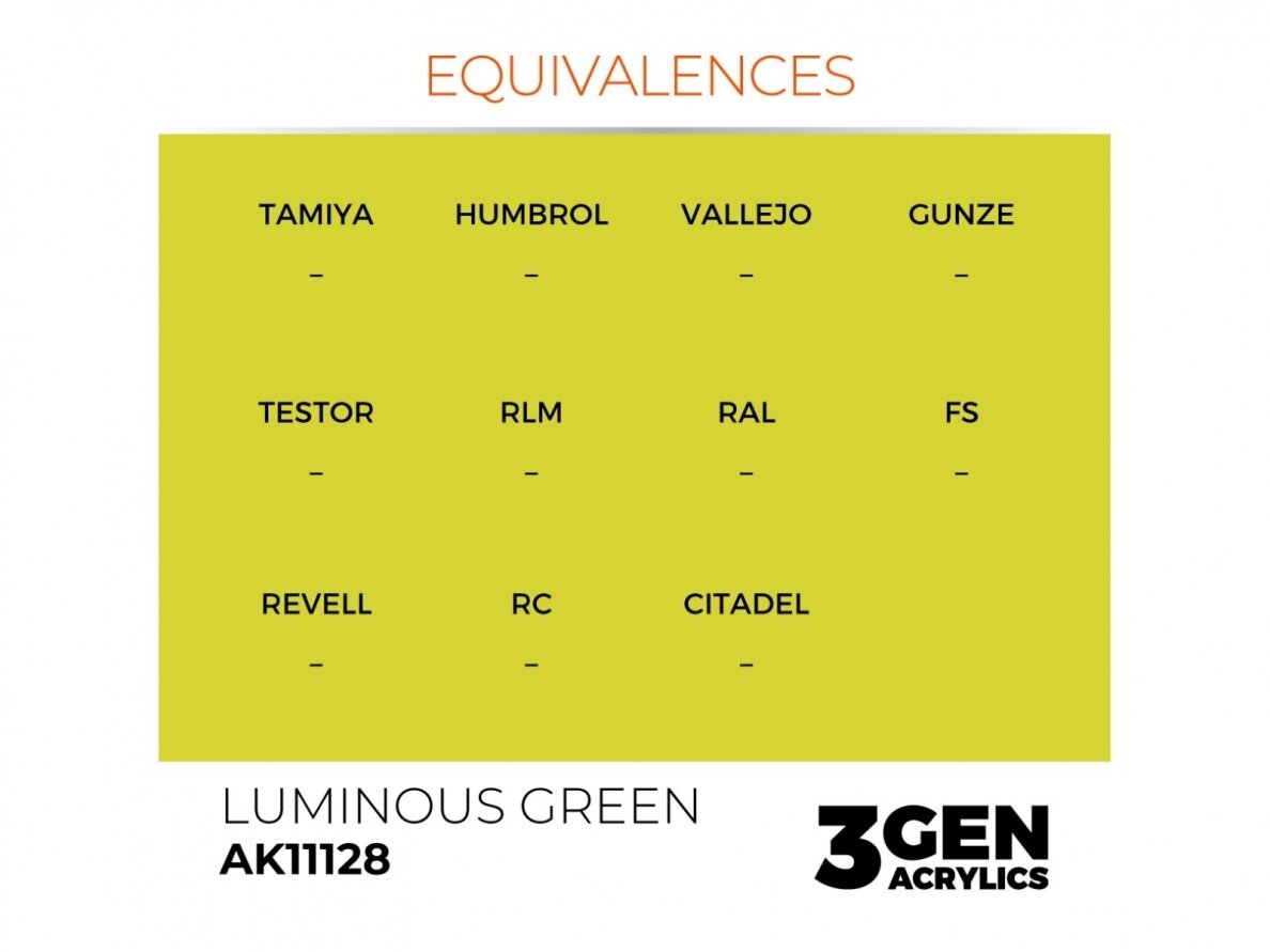 AK Interactive - Luminous Green - standard 3rd generation Akrüülvärv, 17ml, AK11128 2 AK Interactive - Luminous Green - standard 3rd generation Akrüülvärv, 17ml, AK11128 2