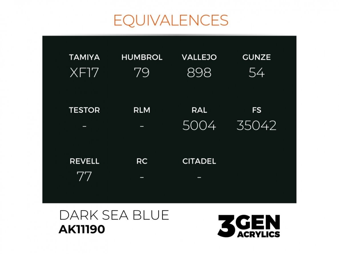 AK Interactive - Dark Sea Blue - standard 3rd generation Акриловые краски, 17ml, AK11190 2 AK Interactive - Dark Sea Blue - standard 3rd generation Акриловые краски, 17ml, AK11190 2