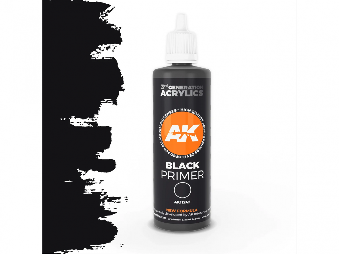 AK Interactive - BLACK PRIMER – 3rd generation juodas gruntas, 100ml, AK11242 1 AK Interactive - BLACK PRIMER – 3rd generation juodas gruntas, 100ml, AK11242 1