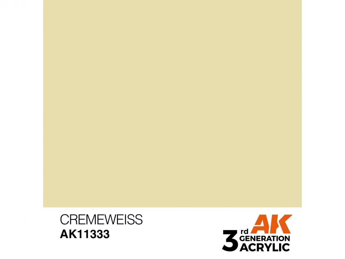 AK Interactive - Cremeweiss – AFV 3rd generation Acrylic paint, 17ml, AK11333 1 AK Interactive - Cremeweiss – AFV 3rd generation Acrylic paint, 17ml, AK11333 1