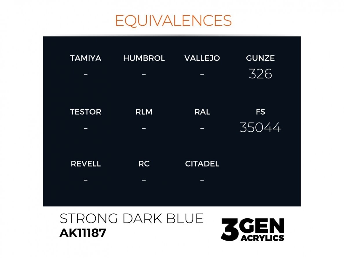 AK Interactive - Strong Dark Blue - standard 3rd generation Акриловые краски, 17ml, AK11187 2 AK Interactive - Strong Dark Blue - standard 3rd generation Акриловые краски, 17ml, AK11187 2