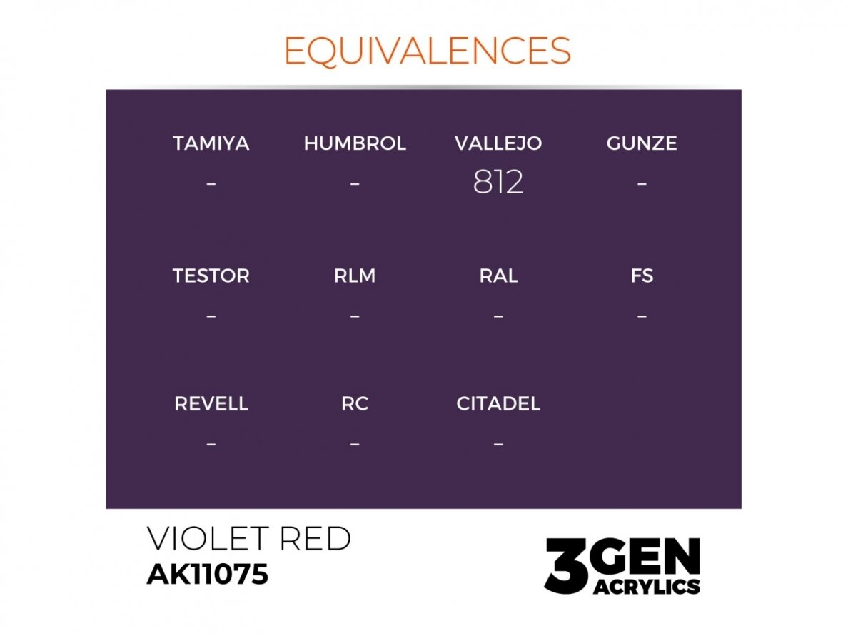 AK Interactive - Violet Red - standard 3rd generation Acrylic paint, 17ml, AK11075 2 AK Interactive - Violet Red - standard 3rd generation Acrylic paint, 17ml, AK11075 2