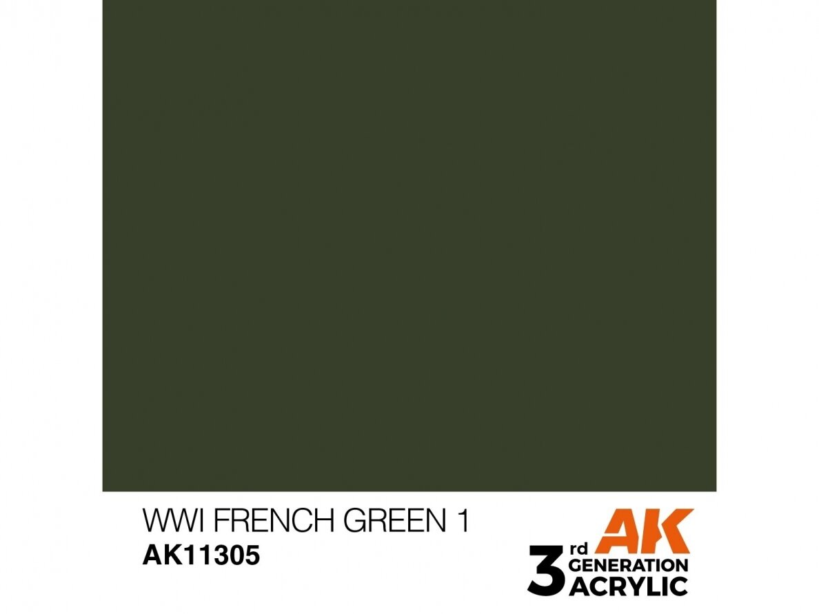 AK Interactive - WWI French Green 1 – AFV 3rd generation Acrylic paint, 17ml, AK11305 1