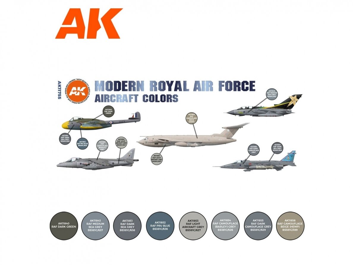 AK Interactive - Modern Royal Air Force Aircraft Colors - 3rd generation - Akrils krāsu komplekts, AK11755 1