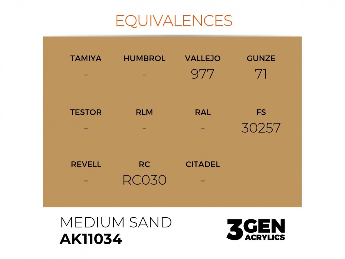 AK Interactive - Medium Sand - standard 3rd generation Akriliniai dažai, 17ml, AK11034 2 AK Interactive - Medium Sand - standard 3rd generation Akriliniai dažai, 17ml, AK11034 2