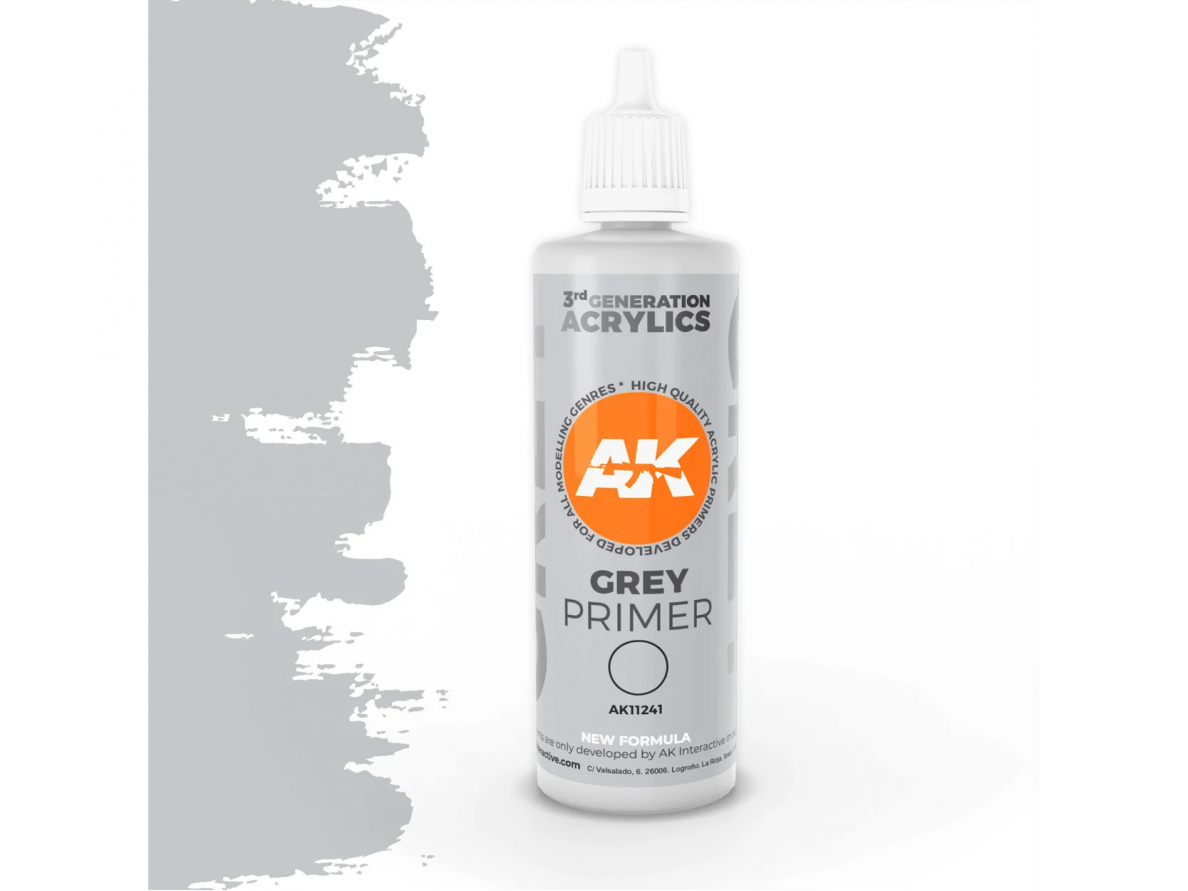 AK Interactive - GREY PRIMER – 3rd generation серый грунт, 100ml, AK11241 1