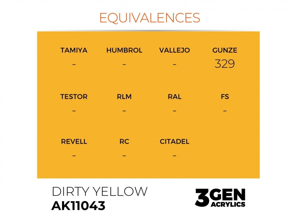 AK Interactive - Dirty Yellow - standard 3rd generation Acrylic paint, 17ml, AK11043 2 AK Interactive - Dirty Yellow - standard 3rd generation Acrylic paint, 17ml, AK11043 2