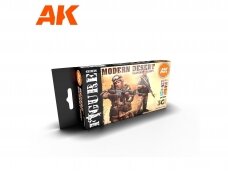 AK Interactive - 3rd generation - Akrils krāsu komplekts Modern desert uniform colors, AK11630