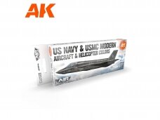 AK Interactive - 3rd generation - Akrilinių dažų rinkinys US Navy & USMC Modern Aircraft & Helicopter Colors, AK11744