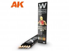 AK Interactive - Weathering Pencils Metallics Effect Set, AK10046