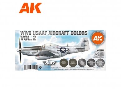 AK Interactive - 3rd generation - Akrils krāsu komplekts WWII USAAF Aircraft Colors Vol.2, AK11733