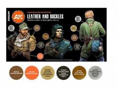 AK Interactive - 3rd generation - Akrils krāsu komplekts Leather and Buckles, AK11620 3