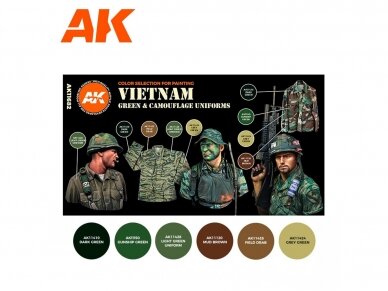 AK Interactive - 3rd generation - Aкрил набор красок Vietnam green and camouflage, AK11682 3