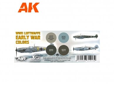 AK Interactive - 3rd generation - Akrils krāsu komplekts Air WWII Luftwaffe Early War Colors, AK11716 1