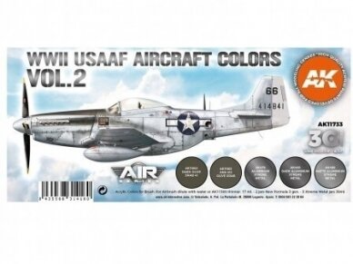 AK Interactive - 3rd generation - Acrylic paint set WWII USAAF Aircraft Colors Vol.2, AK11733 1