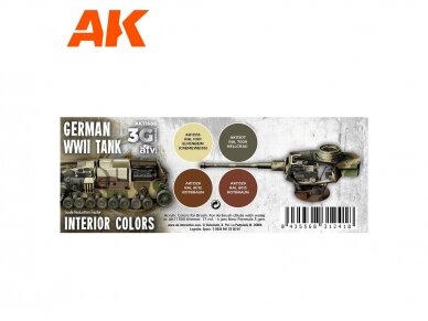 AK Interactive - German WWII Tank Interior Colors - 3rd generation - Akrüül värvikomplekt, AK11688 1 AK Interactive - German WWII Tank Interior Colors - 3rd generation - Akrüül värvikomplekt, AK11688 1