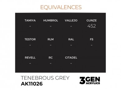 AK Interactive - Tenebrous Grey - standard 3rd generation Akriliniai dažai, 17ml, AK11026 2 AK Interactive - Tenebrous Grey - standard 3rd generation Akriliniai dažai, 17ml, AK11026 2