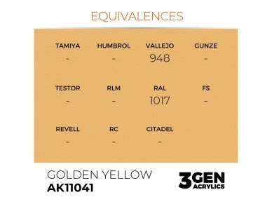 AK Interactive - Golden Yellow - standard 3rd generation Akriliniai dažai, 17ml, AK11041 2 AK Interactive - Golden Yellow - standard 3rd generation Akriliniai dažai, 17ml, AK11041 2