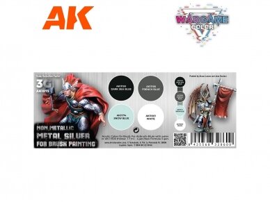 AK Interactive - Wargame Color set - Non Metallic Metal Silver (With Brush) - 3rd generation - Acrylic paint set, AK1073 1 AK Interactive - Wargame Color set - Non Metallic Metal Silver (With Brush) - 3rd generation - Acrylic paint set, AK1073 1