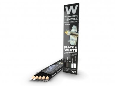 AK Interactive - Weathering Pencils: BLACK & WHITE Shading & Effects Set (набор карандашей.), AK10039