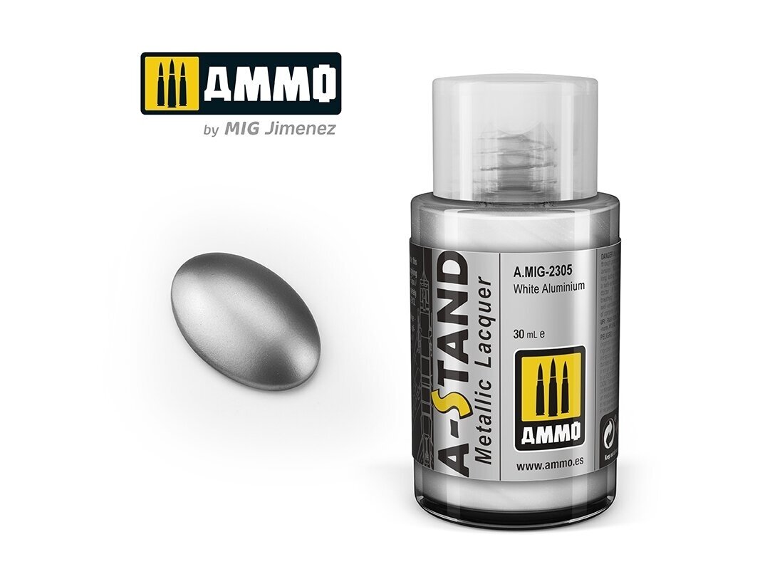 AMMO MIG - A-Stand dažai White Aluminium (metalikas), 30 ml, 2305 AMMO MIG - A-Stand dažai White Aluminium (metalikas), 30 ml, 2305