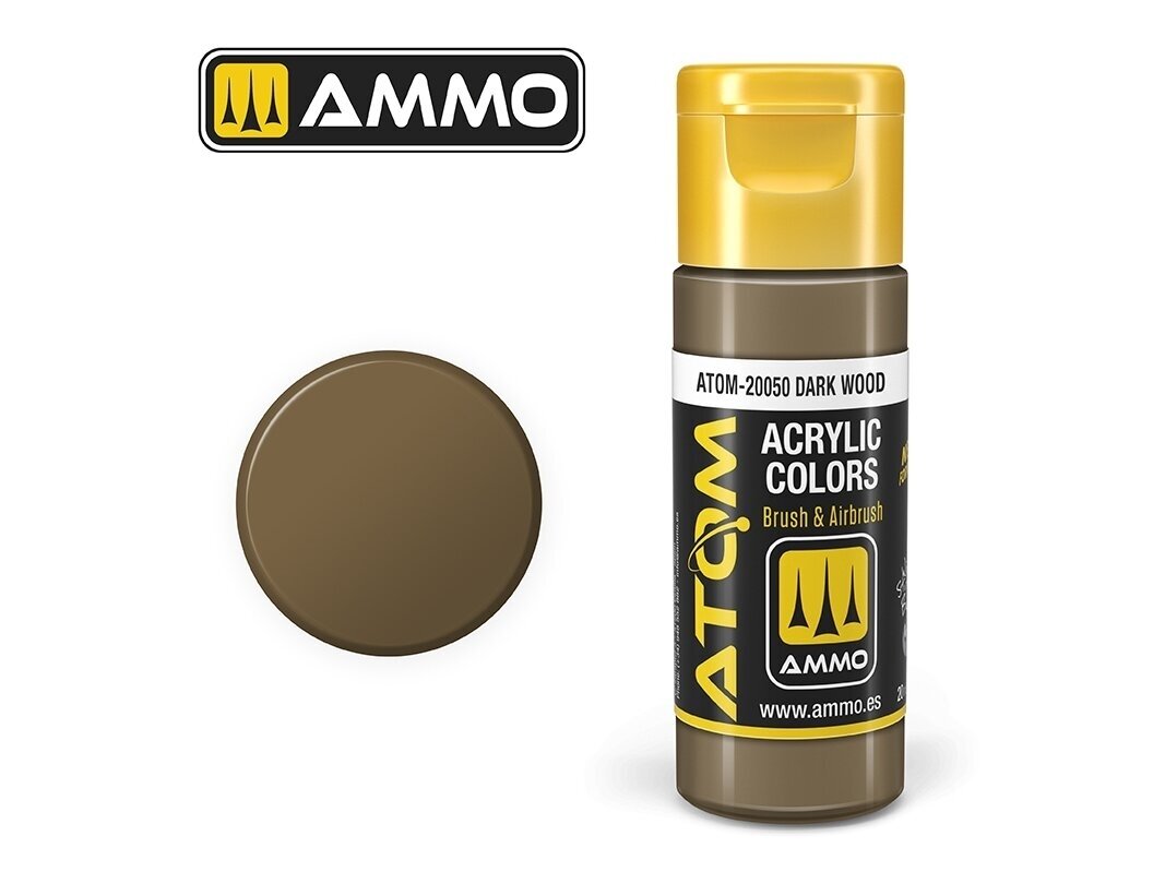 AMMO MIG - ATOM Akriliniai dažai Dark Wood, 20ml, 20050 AMMO MIG - ATOM Akriliniai dažai Dark Wood, 20ml, 20050
