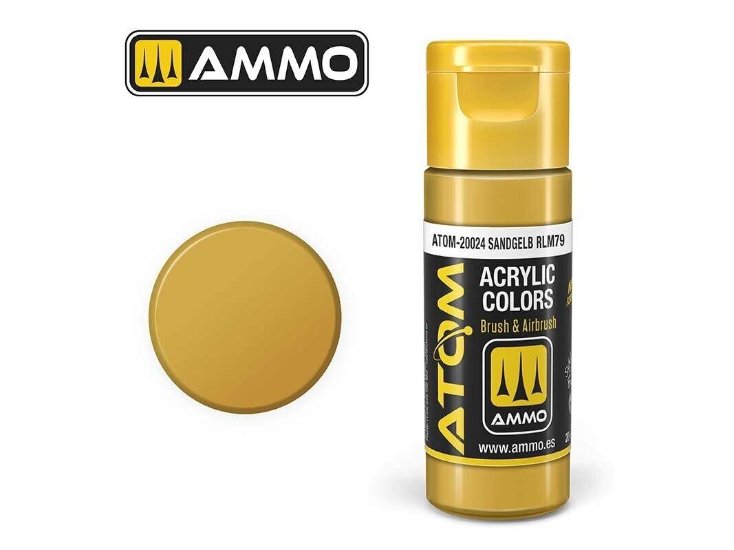 AMMO MIG - ATOM Akrüülvärv Sandgelb RLM79, 20ml, 20024 AMMO MIG - ATOM Akrüülvärv Sandgelb RLM79, 20ml, 20024