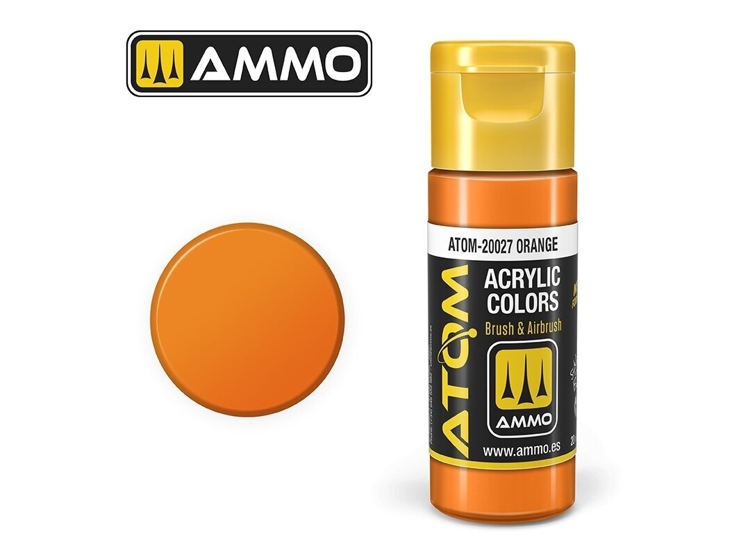 AMMO MIG - ATOM Akriliniai dažai Orange, 20ml, 20027 AMMO MIG - ATOM Akriliniai dažai Orange, 20ml, 20027