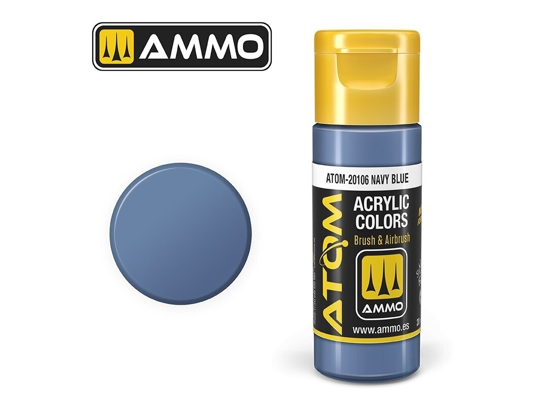 AMMO MIG - ATOM Akriliniai dažai Navy Blue, 20ml, 20106 AMMO MIG - ATOM Akriliniai dažai Navy Blue, 20ml, 20106
