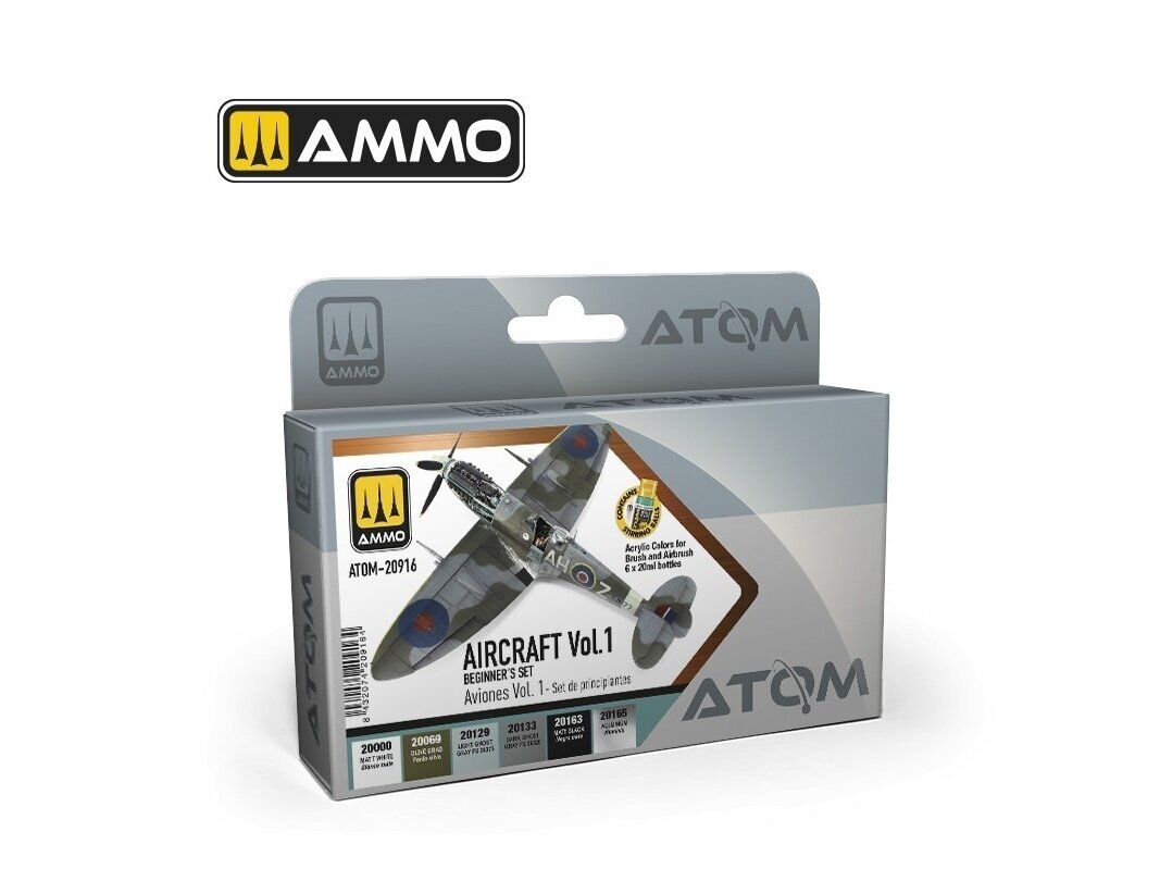 AMMO MIG - ATOM Akrüül värvikomplekt Beginners: Aircraft Vol.1, 20916 AMMO MIG - ATOM Akrüül värvikomplekt Beginners: Aircraft Vol.1, 20916