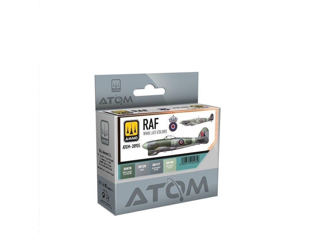 AMMO MIG - ATOM Akrilinių dažų rinkinys RAF WWII Late Colors, 20905 1 AMMO MIG - ATOM Akrilinių dažų rinkinys RAF WWII Late Colors, 20905 1