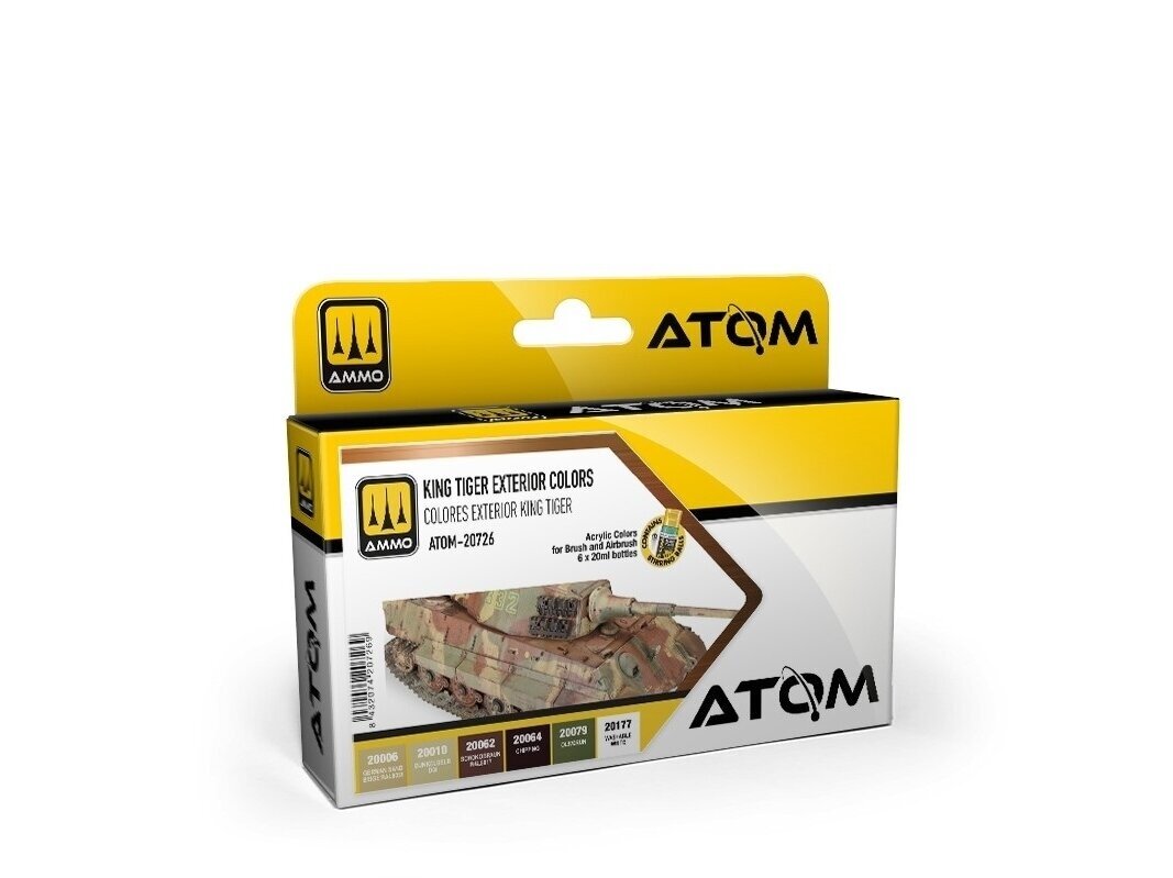 AMMO MIG - ATOM Akrüül värvikomplekt King Tiger Exterior colors, 20726 1 AMMO MIG - ATOM Akrüül värvikomplekt King Tiger Exterior colors, 20726 1