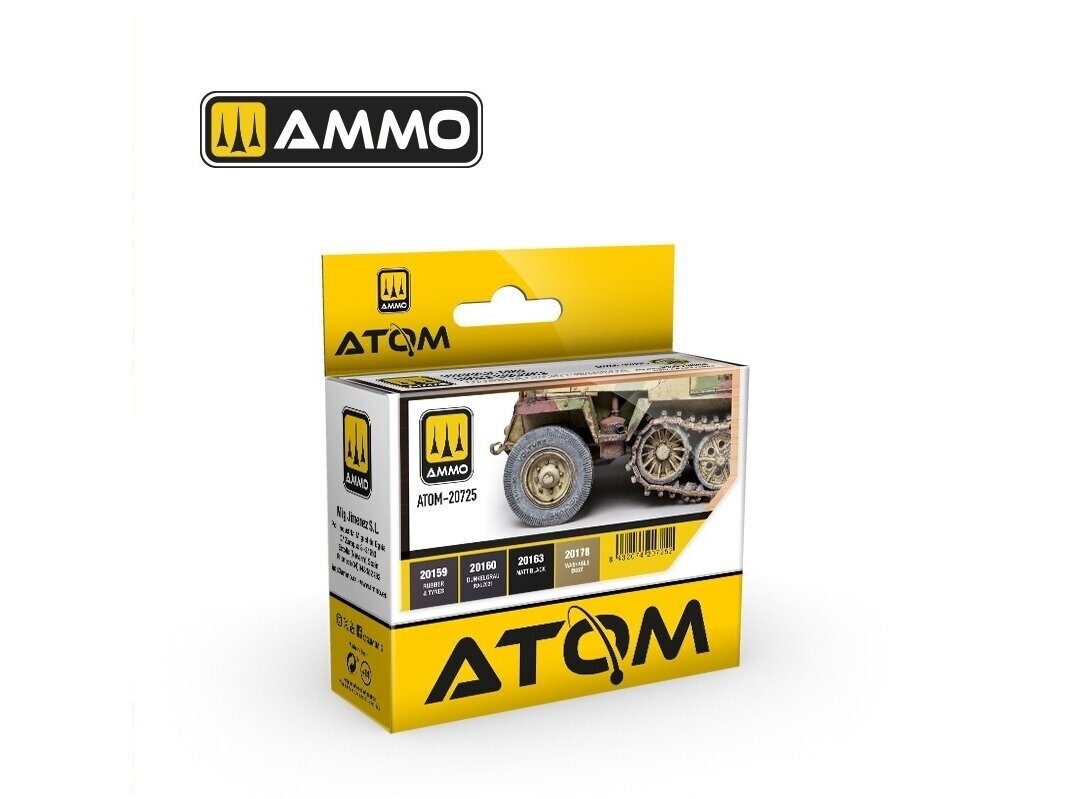 AMMO MIG - ATOM Набор акриловых красок Rubber and Tires colors, 20725 AMMO MIG - ATOM Набор акриловых красок Rubber and Tires colors, 20725