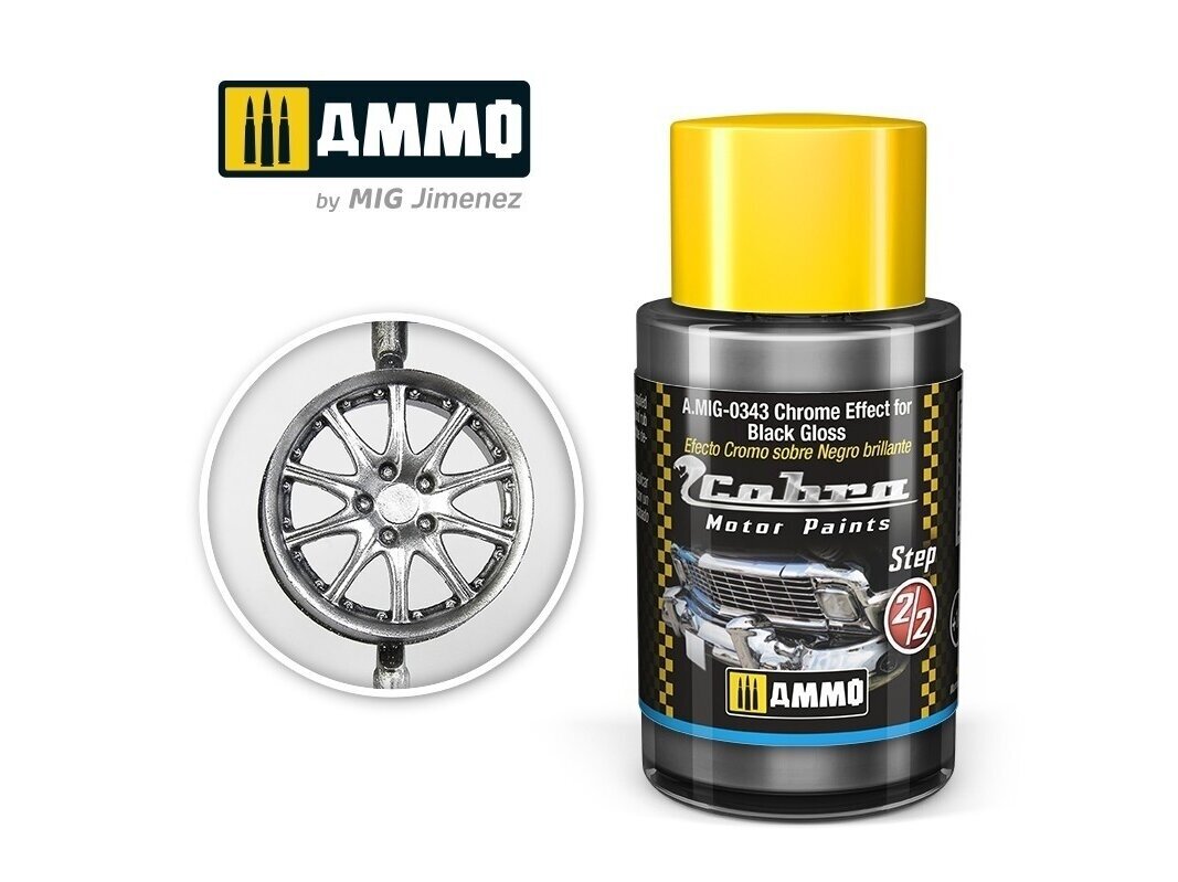 AMMO MIG - Cobra motor краски Cobra Motor Chrome Effect for Black Gloss, 30 ml, 0343 AMMO MIG - Cobra motor краски Cobra Motor Chrome Effect for Black Gloss, 30 ml, 0343