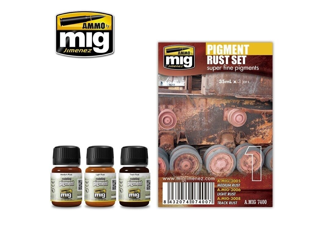 AMMO MIG - Sendinimo rinkinys PIGMENT RUST SET, 7400