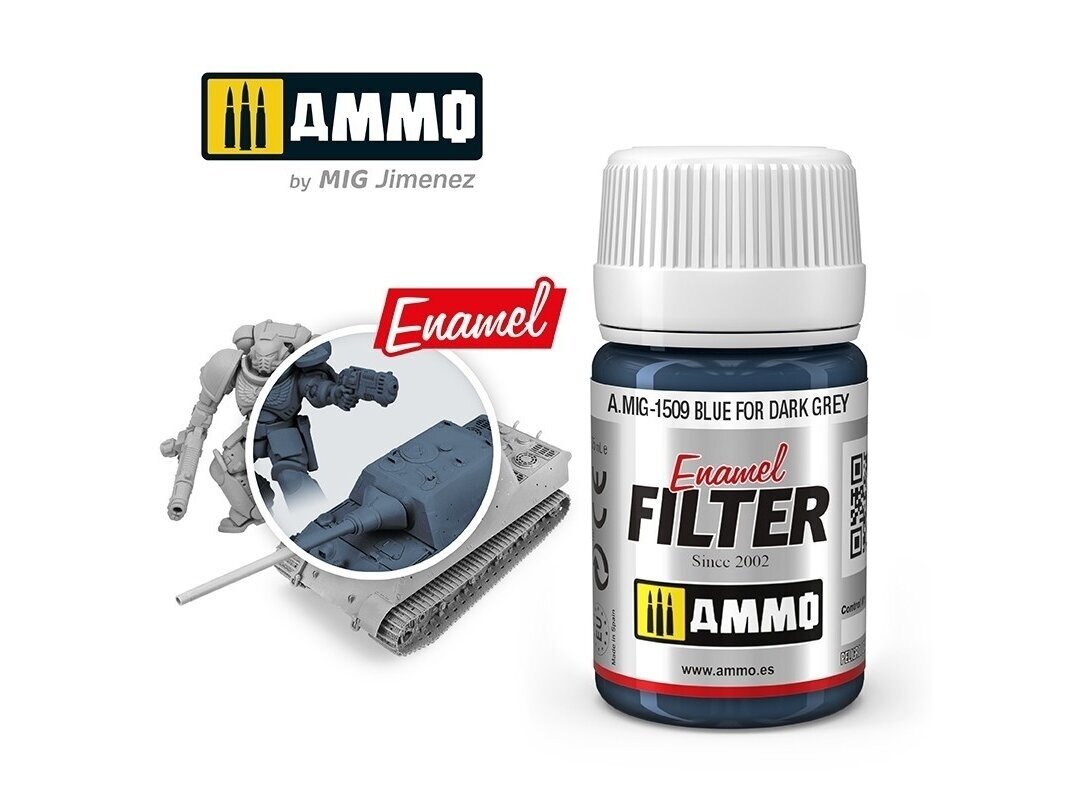 AMMO MIG - Filtras BLUE FOR DARK GREY, 35ml, 1509 AMMO MIG - Filtras BLUE FOR DARK GREY, 35ml, 1509