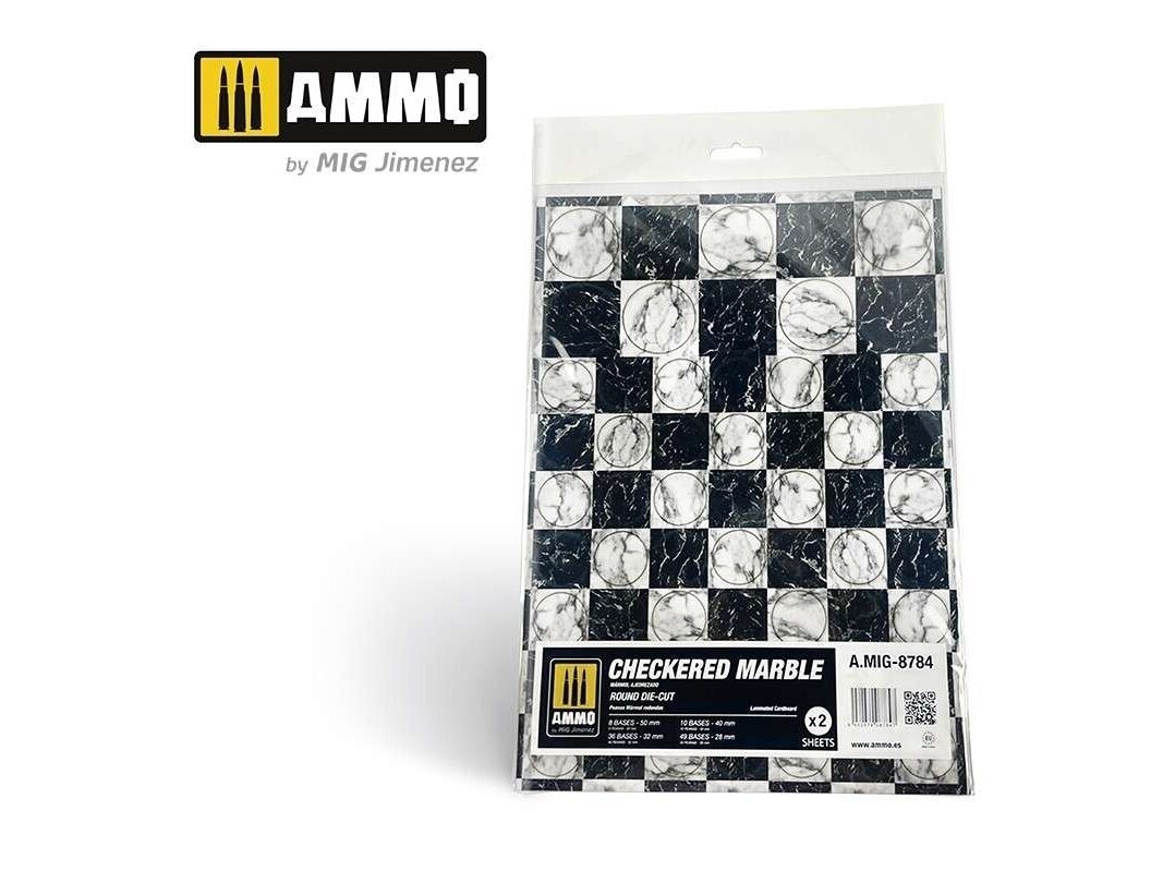 AMMO MIG - medžiaga modeliavimui Checkered Marble. Round die-cut for bases for wargames 8784 AMMO MIG - medžiaga modeliavimui Checkered Marble. Round die-cut for bases for wargames 8784