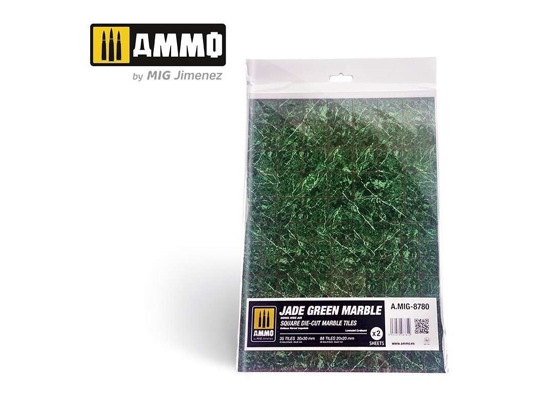 AMMO MIG - medžiaga modeliavimui Jade Green Marble. Square die-cut marble tiles 8780 AMMO MIG - medžiaga modeliavimui Jade Green Marble. Square die-cut marble tiles 8780