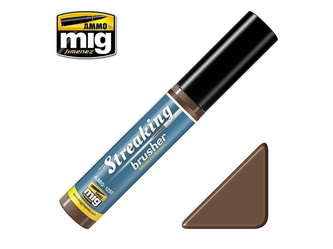 AMMO MIG - Эффект старения STREAKINGBRUSHER Medium Brown 1250 AMMO MIG - Эффект старения STREAKINGBRUSHER Medium Brown 1250