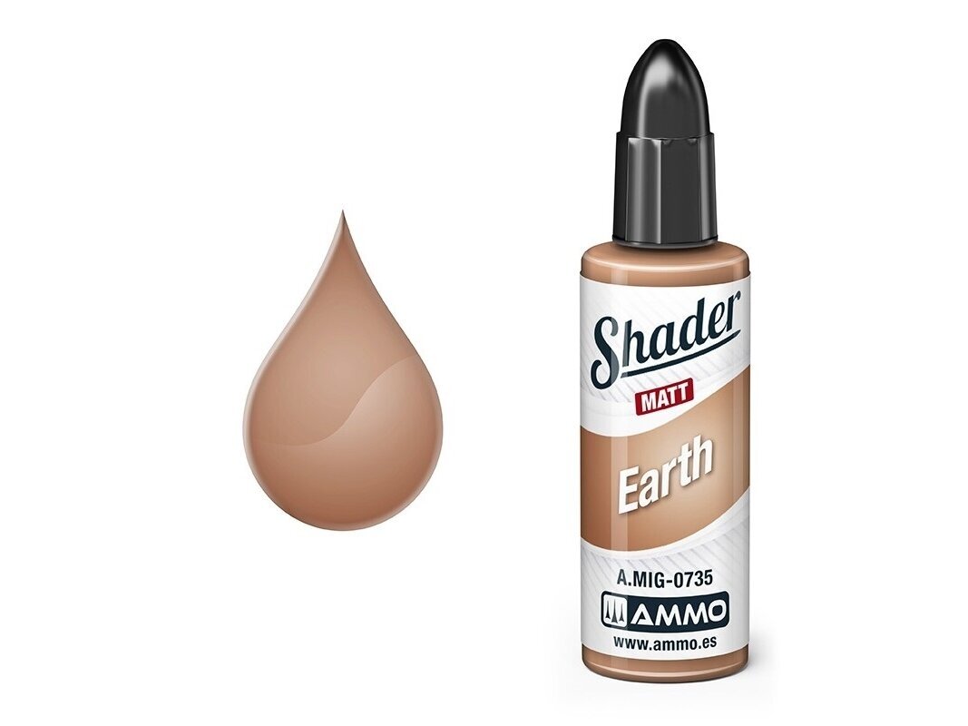 AMMO MIG - MATT SHADER dažai Earth, 10 ml, 0735 1 AMMO MIG - MATT SHADER dažai Earth, 10 ml, 0735 1