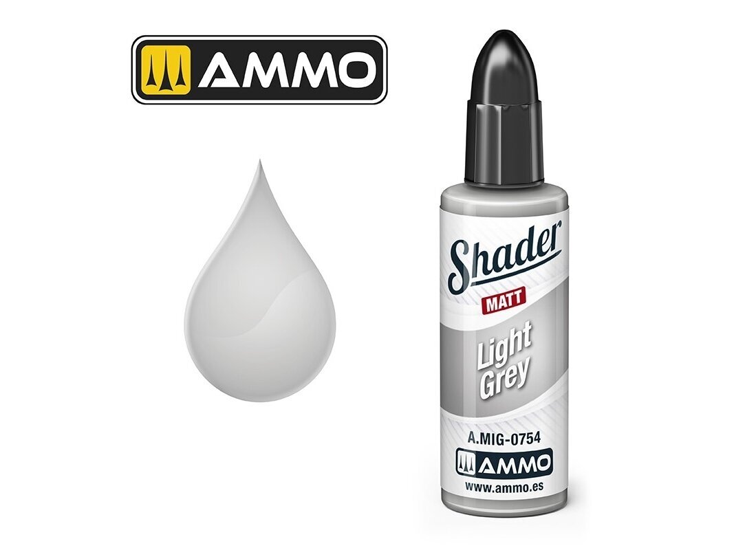AMMO MIG - MATT SHADER краски Light Grey, 10 ml, 0754 AMMO MIG - MATT SHADER краски Light Grey, 10 ml, 0754